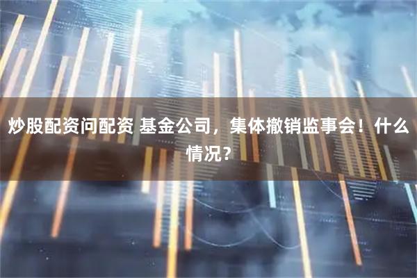 炒股配资问配资 基金公司，集体撤销监事会！什么情况？